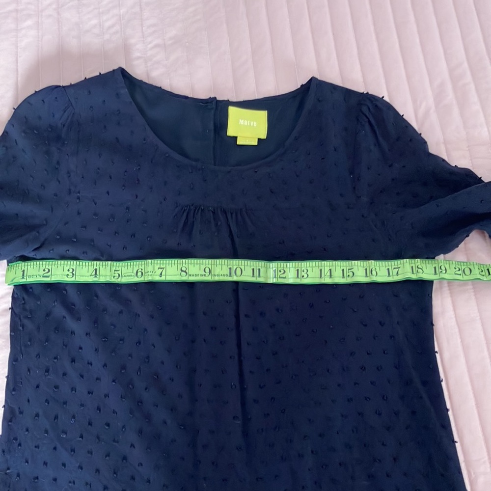 MAEVE Anthropologie navy Swiss dot scallop hem top 4 - Picture 8 of 8